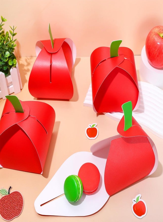 وولاين مجموعة علب هدايا على شكل تفاح أحمر من والين، ٢٤ قطعة، مثالية للعودة إلى المدرسة، وحفلات اليوم الأول من الدراسة، وعلب ورقية على شكل تفاح للحلويات والشوكولاتة والكوكيز، لتزيين الفصول الدراسية للطلاب والمعلمين في المدارس. - Image 1